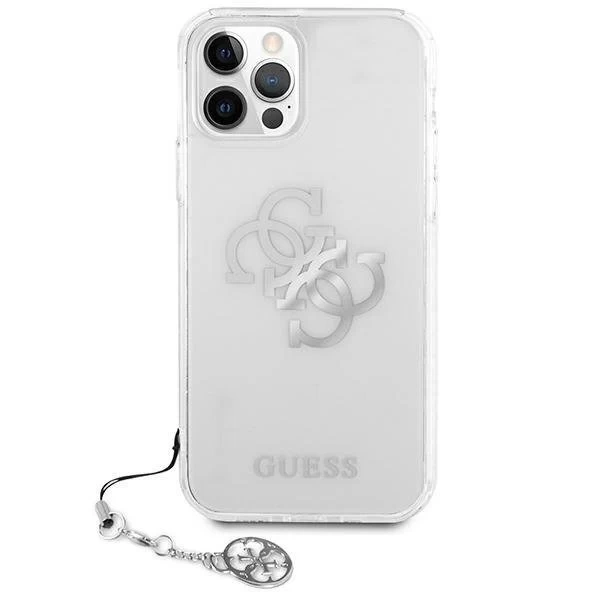Guess GUHCP12LKS4GSI iPhone 12 Pro Max 6,7" Transparentné pevné puzdro 4G Silver Charms Collection
