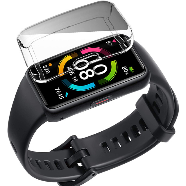 Silikonové překrytí pouzdra s ochrannou fólií Alogy pro Huawei / Honor Band 6 Transparent