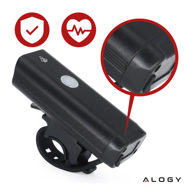 Světlo na kolo Přední LED světlo na kolo Osvětlení na kolo Vodotěsné IPX5 Alogy P12 Bike Light Black
