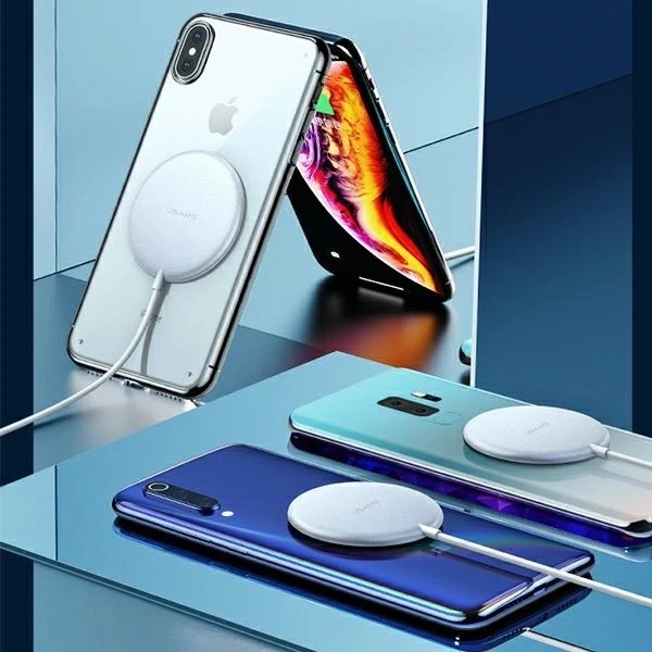 USAMS Indukční nabíječka US-CD160 magnetická W2 15W hliníková iPhone 12 série stříbrná/stříbrná CD160DZ01