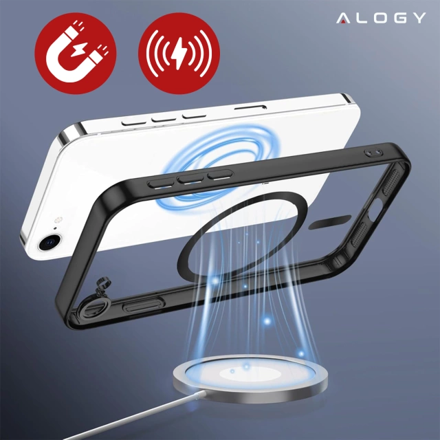 Etui do Apple iPhone 16e Alogy LuxeShield™️ Glamour Luxury Ring obudowa do MagSafe z osłoną aparatów Czarne
