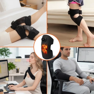 Heizband mit Massagefunktion für Knie, Ellbogen oder Schulter – Wärme, Linderung von Gelenkschmerzen, Rehabilitation, Thermotherapie – Dr.Medic FlexTherm™ Schwarz