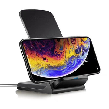 Indukčná nabíjačka Qi Wireless Charger 15W stojan na telefón Čierna