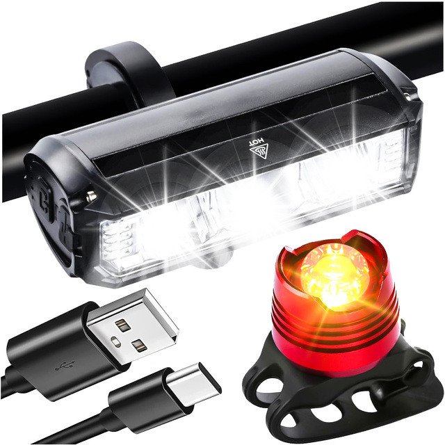 Žiarovka na bicykel predná zadná LED svetelné osvetlenie bicykla na bicykel predné zadné Strong 900lm Alogy čierna červená