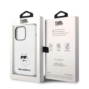 Puzdro Karl Lagerfeld KLHCP14XSNCHBCH pre iPhone 14 Pro Max 6,7" pevné puzdro Silikónová Choupette biela/biela