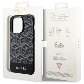 Obal na telefón Guess GUHMP14LHGCFSEK pre Apple iPhone 14 Pro 6,1" čierny/čierny pevný obal GCube Stripes MagSafe