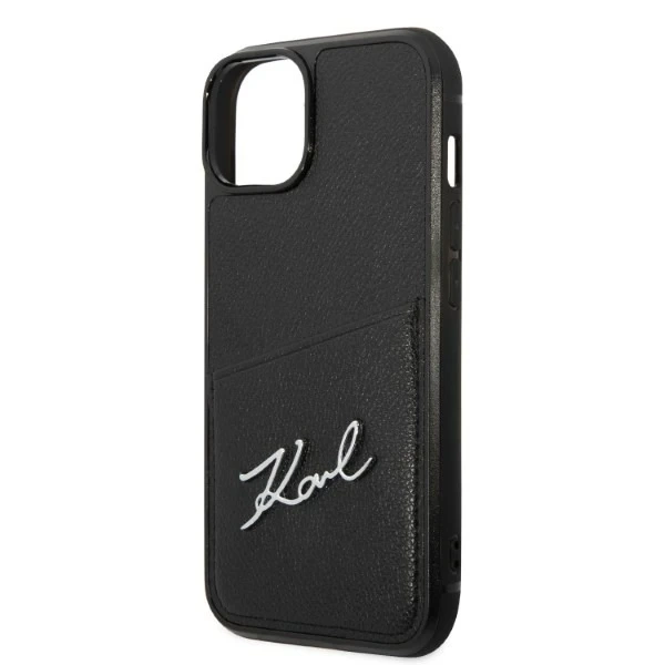 Karl Lagerfeld KLHCP14MCSSK Schutzhülle für Apple iPhone 14 Plus 6.7" Hardcase schwarz/schwarz Signature Logo Cardslot