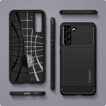 Puzdro pre Samsung Galaxy S21 FE puzdro Spigen Rugged Armor Matte Black Glass