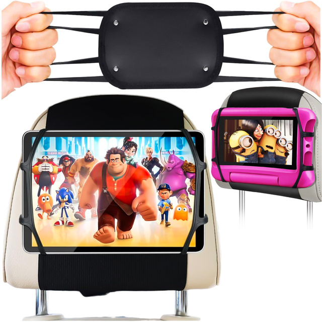 2x Автомобільний тримач на міцній липучці для зчитування планшетного телефону Alogy Car гнучкий чорний