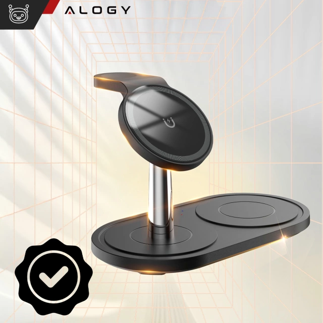 Індуктивний зарядний пристрій 3в1 для телефону годинник навушники Alogy Qi Charger для Apple iPhone Watch AirPods Black
