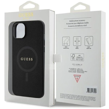 Etui Guess GUHMP15MPSAHMCK na iPhone 15 Plus 6,7" pevné puzdro Saffiano MagSafe čierne/čierne