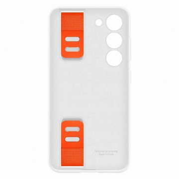 Silikonový kryt Samsung Grip pro Samsung Galaxy S23 s páskem na zápěstí bílý (EF-GS911TWEGWW)