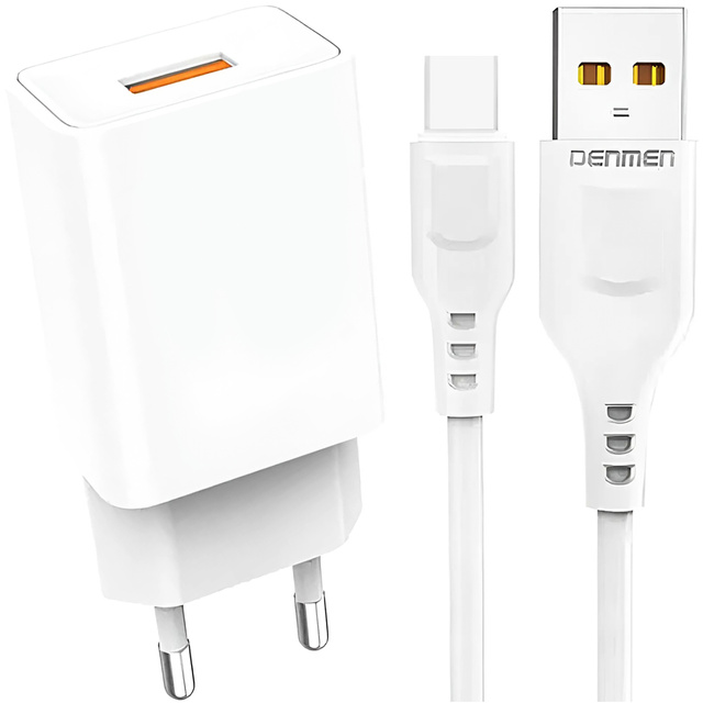 USB nabíjecí kabel USB-C typ C 1m pro iPhone 15 rychlý 2,4A 12W Denmen White
