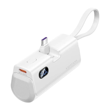Powerbank universal Vention White 4800mAh 22.5W LED Lightning USB-C White