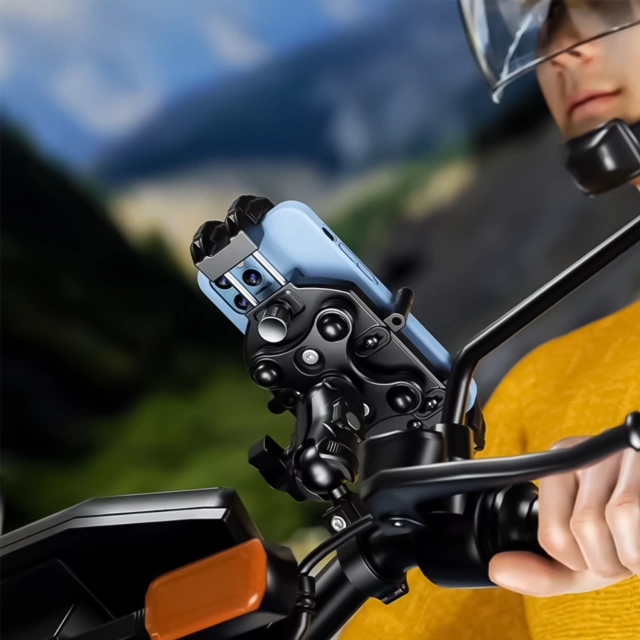 KEWIG M26-C1 Motorcycle Bike Handlebar Phone Holder with Anti-Shock System for Motorbike, Quad, Scooter, Black