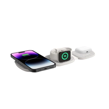 Магнітний бездротовий зарядний пристрій MagSafe QI15W-A24 3IN1 для iPhone, Airpods, Apple Watch Gray