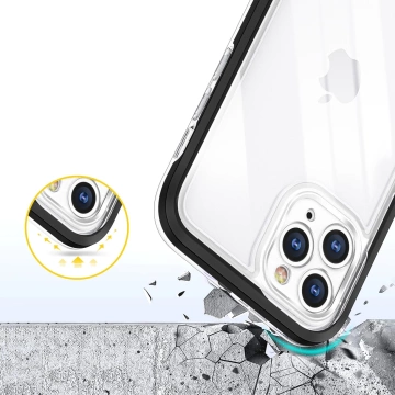 Clear 3in1 case for iPhone 11 Pro Max gel cover with frame black