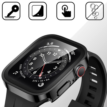Alogy 2in1 case with glass overlay for Apple Watch 7 45mm Black