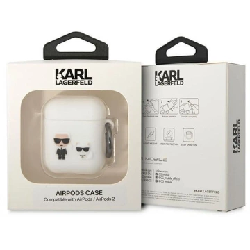 Karl Lagerfeld ochranné pouzdro na sluchátka pro AirPods 1/2 kryt bílý/bílý Silikon Karl