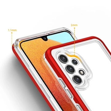 Průhledné pouzdro 3v1 pro Samsung Galaxy A32 5G Frame Gel Cover Red