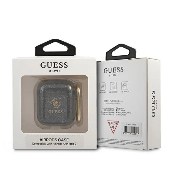Guess GUA2UCG4GK kryt AirPods czarny/black Glitter Collection