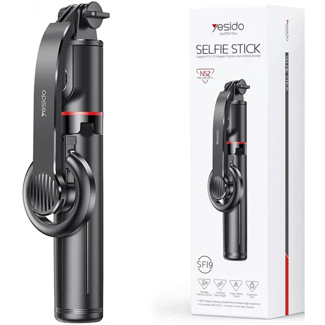 Selfie stick Tripod Magnetic holder for phone photos Bluetooth Remote Control Yesido SF19 Magnetic black