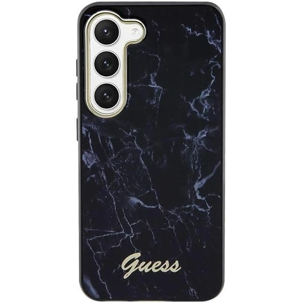 Etui Guess GUHCS23SPCUMAK do Samsung Galaxy S23 S911 čierne/čierne pevné puzdro Marble