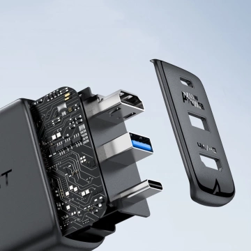 Acefast 2v1 nabíječka GaN 65W USB Type C / USB, adaptér adaptér HDMI 4K @ 60Hz (sada s kabelem) bílá (A17 bílá)