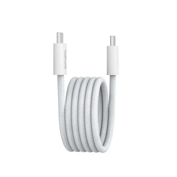Magnetic USB-C RollUp Cable 1.5m, 100W, 480 Mbps, Nylon, White