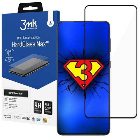 Tvrzené sklo HardGlass Max Finger Print 3mk pro Samsung Galaxy S21 FE Black