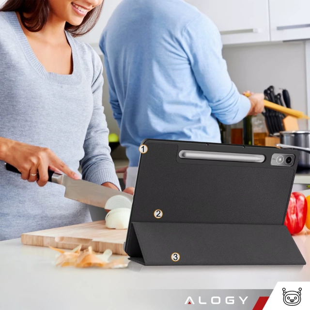 Ochranné pouzdro pro tablet Lenovo Tab P12 12.7 TB-370, pouzdro Alogy Book Cover Case, černé