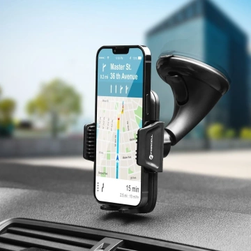 Автомобільний тримач FORCELL F-GRIP Carbon HT1 для лобового скла/борта, чорний