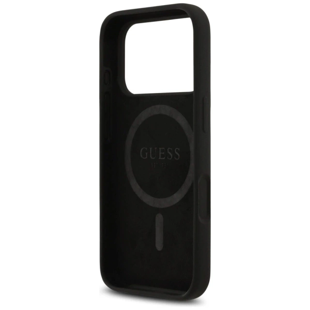 Etui do iPhone 17 Pro Guess Silicone Triangle Logo MagSafe Black