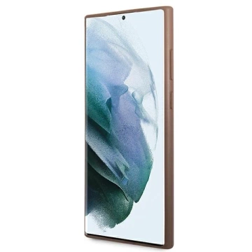 Pevné pouzdro Etui Guess GUHCS22LG4GFBR pro Galaxy S22 Ultra S908 4G kovové zlaté logo