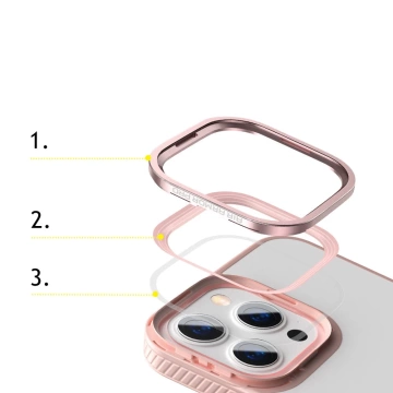Baseus Crystal Phone Case gepanzerte Hülle für iPhone 13 Pro mit Gelrahmen Pink (ARJT001004)