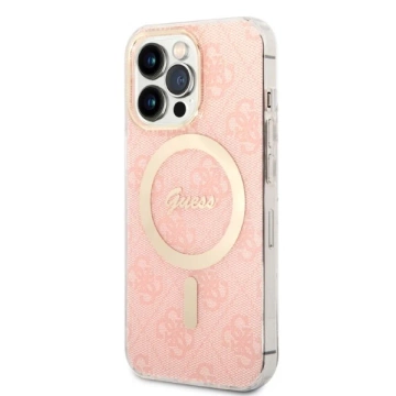 Nabíječka pouzdra Zestaw Guess GUBPP13XH4EACSP iPhone 13 Pro Max Różowy/růžové pevné pouzdro 4G Print MagSafe