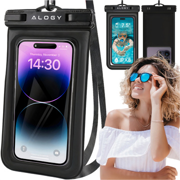 Vodotěsné vodotěsné pouzdro na telefon do 7,5" plovací na bazénový kajak Pouzdro na vodu Alogy Black Waist bag