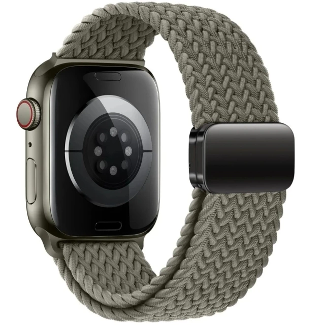 Nylonový řemínek pro Apple Watch 7 / 8 / 9 / 4 / 5 / 6 / 7 / 8 / 9 / SE / ULTRA 1 / 2 (42 / 44 / 45 / 49 mm) NylonMag OLIVE GRY