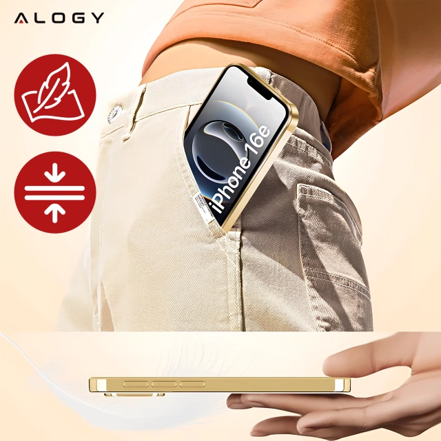 MagSafe-Hülle für Apple iPhone 16 Pro Max Alogy Glamour Luxus-Ringgehäuse Gold-Transparent