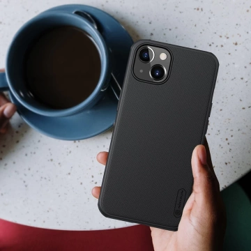 Pevný kryt Nillkin Super Frosted Shield na iPhone 13 stojan čierny