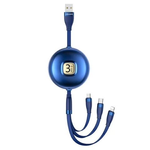 USAMS Kabel U69 3w1 1m niebieski/modrý (lightning/microUSB/USB-C)