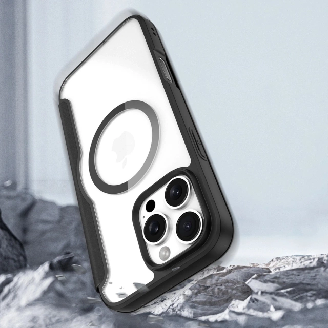 Flipové puzdro MagSafe pre iPhone 16 Pro Dux Ducis Skin X Pro, čierne