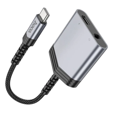 HOCO AUX Adapter 2in1 Type C To Type C / Jack 3.5mm 27W LS39 Gray
