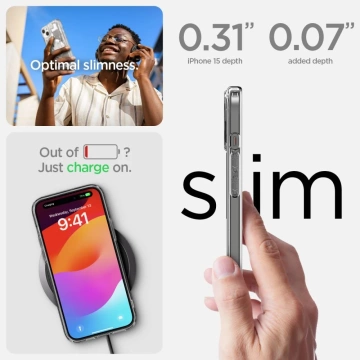 Spigen Ultra Hybrid Mag Mag Safe pro Apple iPhone 15 Zero One White