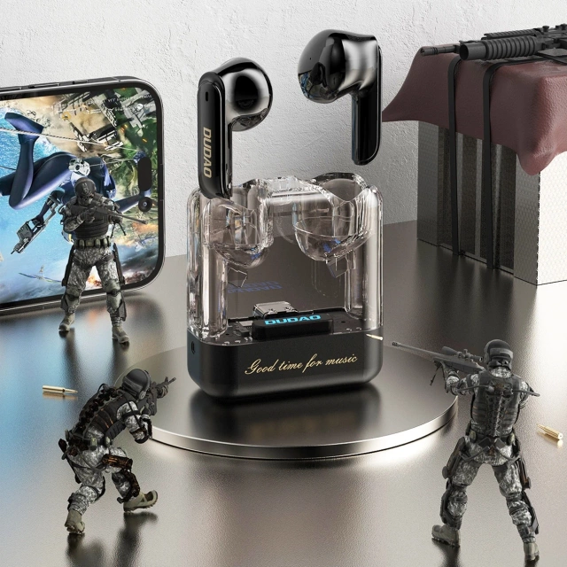 Навушники TWS Dudao U18Pro Bluetooth 5.3 – прозорі, зі світлодіодним підсвічуванням, чорні