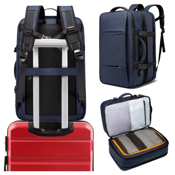 Travel backpack Bange BackPack business expandable backpack Capacious bag for 17.3" laptop with USB port Black