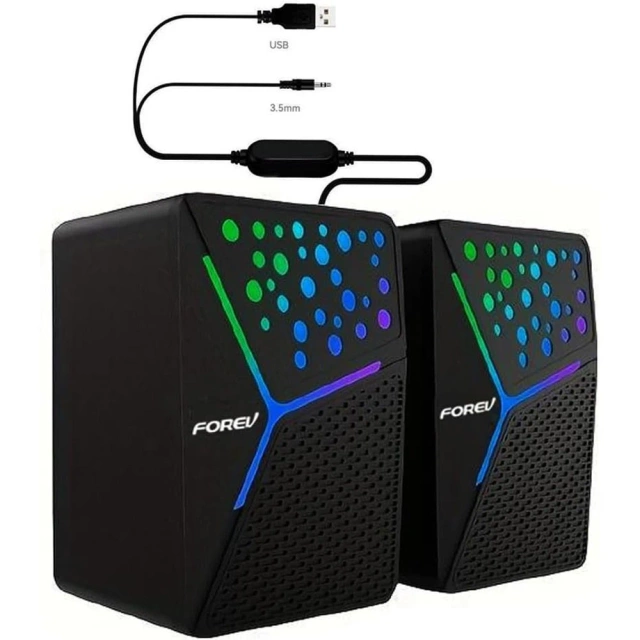 Forev Stereo Speakers Black PC RGB Backlit