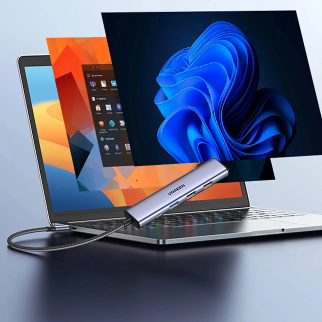 Ugreen CM478 USB-C na HDMI / USB-A 3.0 / 2x USB 2.0 / PD adaptér šedý