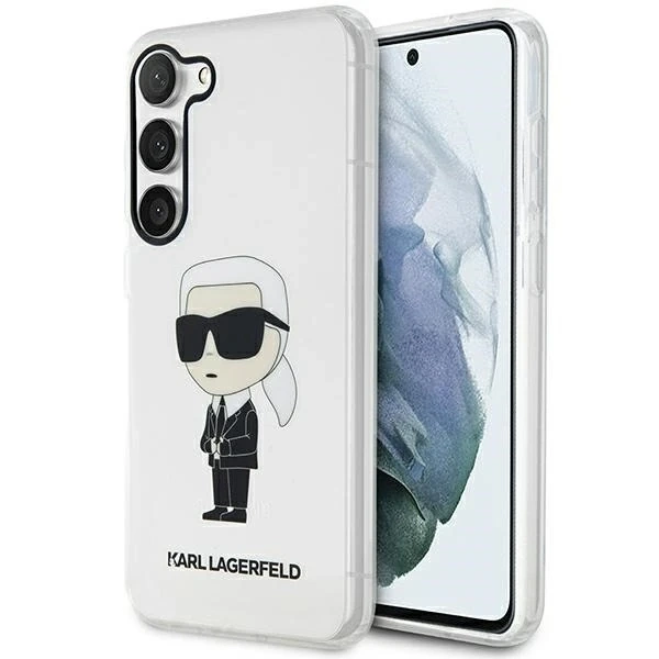 Ochranné pouzdro na telefon Karl Lagerfeld KLHCS23MHNIKTCT pro Samsung Galaxy S23 Plus S916 průhledné pevné pouzdro Ikonik Karl Lagerfeld