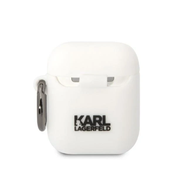 Protective case for headphones Karl Lagerfeld KLA2RUNCHH for Apple AirPods 1/2 cover white/white Silicone Choupette Head 3D